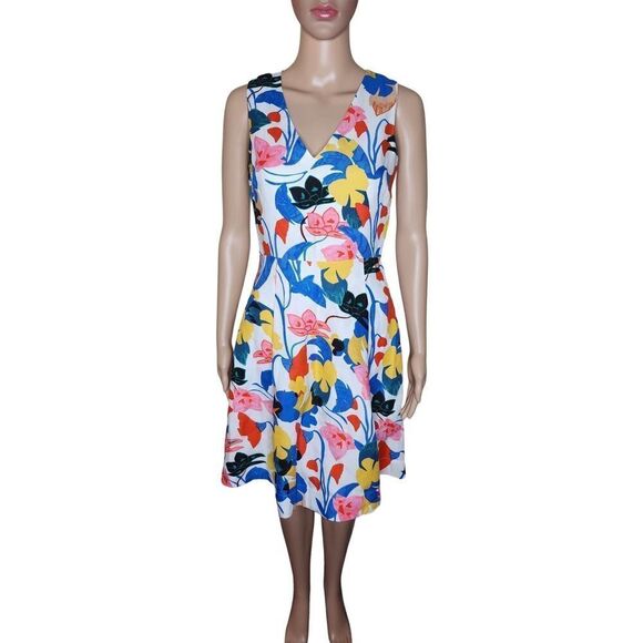 NWT J. Crew womens multi morning floral sleeveless sheath lyocell linen dress 0